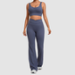 Wholesale Women's Naked-Feel Sports Bra + Flare Pants Set – Moisture-Wicking Yoga Fitness Activewear