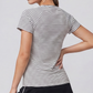 Wholesale Women's Striped Yoga T-Shirt – Short Sleeve Tie-Front Breathable Running Top