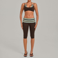 Wholesale Women's Faux-layered Bra Bra+Fold-over Waistband Shorts 2-Piece Set