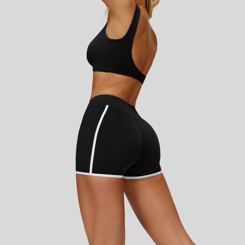 Beautiful Backless Sports Bra+Contrasting Fitness Shorts 2-piece set