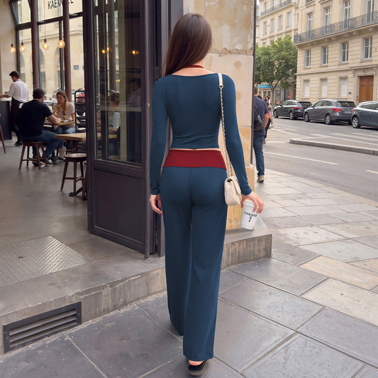 Wholesale Women’s Long-Sleeve Top & Wide-Leg Yoga Pants Set