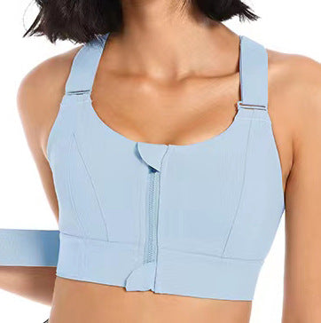 Bra de sports à double sangle réglable zip-up-up