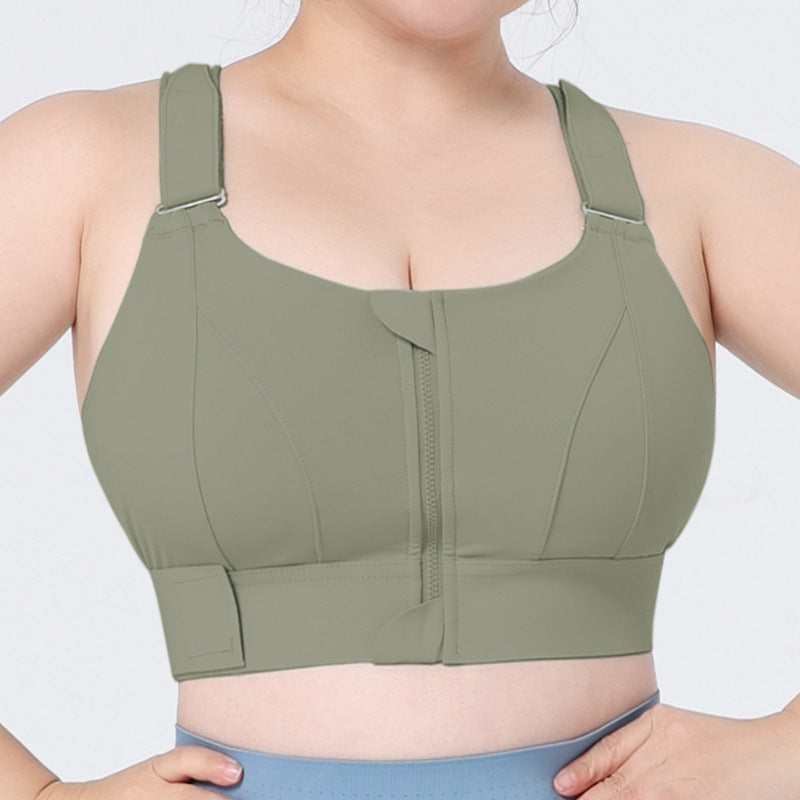 Bra de sports à double sangle réglable zip-up-up