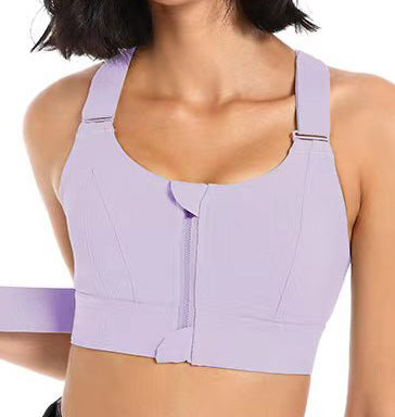 Bra de sports à double sangle réglable zip-up-up