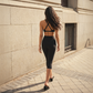 Wholesale Women V-Neck Crisscross Back High Waist Butt Lift Cropped Pants Sports Set