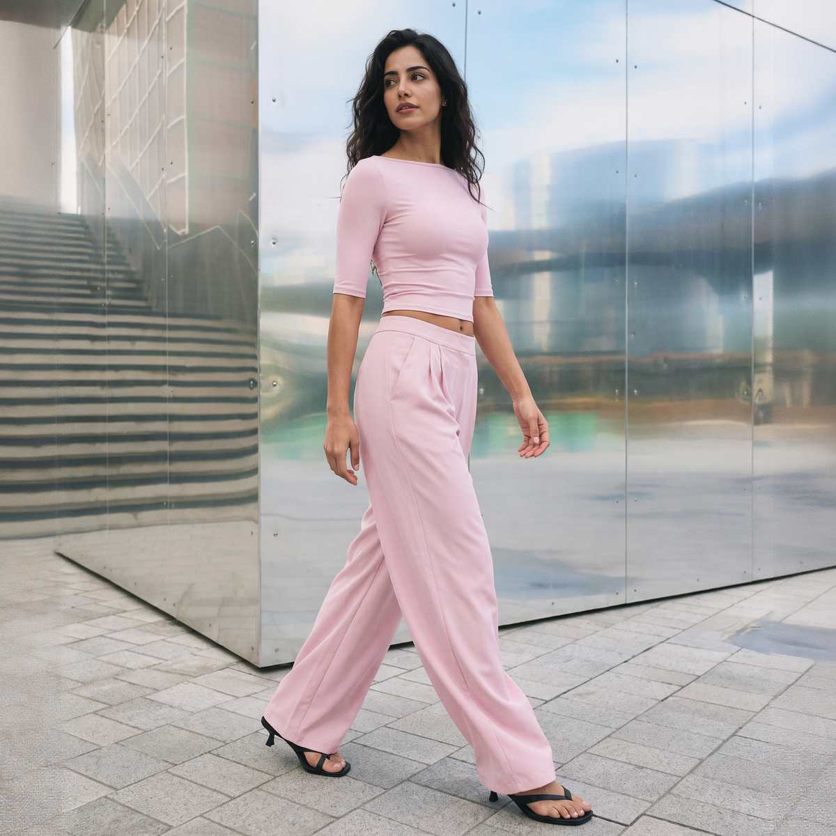 Wholesale Women’s Mid-Sleeve Top & Long Pants Yoga Set