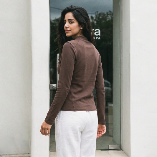 Wholesale Women’s Breathable Modal High-Neck Long-Sleeve Active T-Shirt