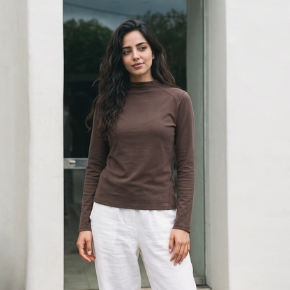 Wholesale Women’s Breathable Modal High-Neck Long-Sleeve Active T-Shirt