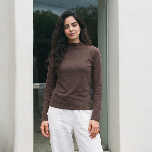 Wholesale Women’s Breathable Modal High-Neck Long-Sleeve Active T-Shirt