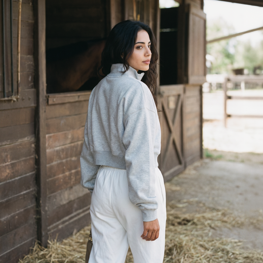 Wholesale Women’s Mock-Neck Boxy Sweatshirt – Relaxed Cotton Blend