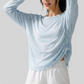 Wholesale Women's Side Drawstring Long Sleeve Yoga Top