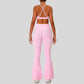 Strap sports bra+High-waisted flared pants 2-piece set