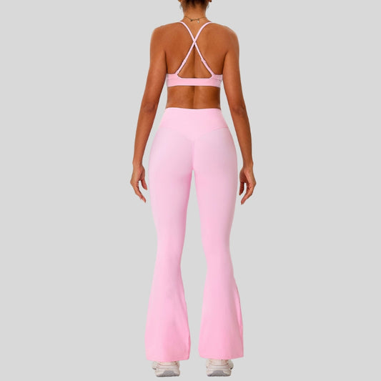 Wholesale Strap sports bra+High-waisted flared pants | Wonderxfans bulk activewear