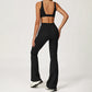 Triangle Cup Sports Bra + Flared Leg Pants 2-Piece Set