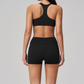 Wholesale Women's Brushed Short Sleeve Crop Top & Full-Length Leggings Set – Padded Yoga Fitness 2-Piece