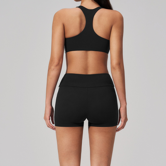 Wholesale Women's Brushed Short Sleeve Crop Top & Full-Length Leggings Set – Padded Yoga Fitness 2-Piece