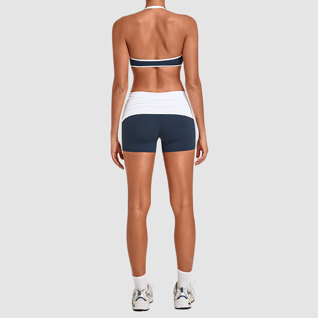 Wholesale Women's Halter Top & Foldover-Waist Yoga Shorts Set
