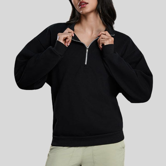 Wholesale Half-Zip Stand Collar Fleece Sweatshirt | Wonderxfans bulk activewear