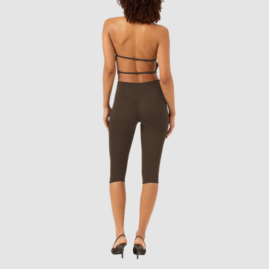 Wholesale Halter-Neck Sports Bra & Capri Leggings Set – Quick-Dry Yoga 2-Piece