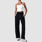 Wholesale Women's Striped Yoga Tank Top + High-Waist Wide-Leg Pants Set – Built-In Bra Pad Gym Fitness Set