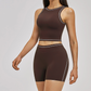 Wholesale Color Block Yoga Halter Vest + Shorts 2-Piece Set