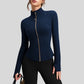 Slim-fit stand-up zip-up jacket