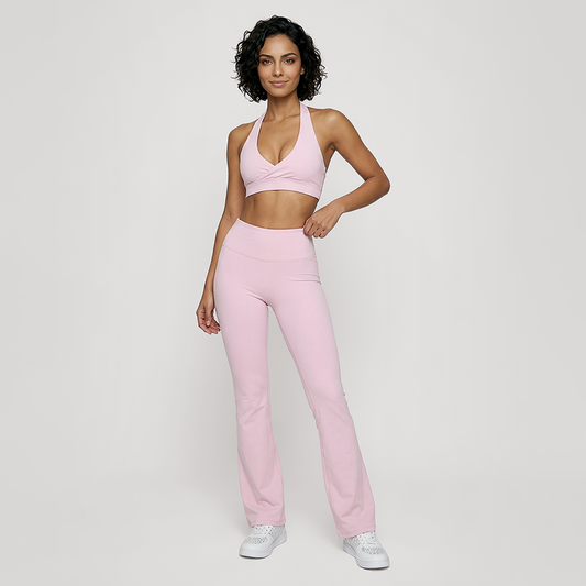 Deep V halter neck bra + high waisted pant 2-piece set