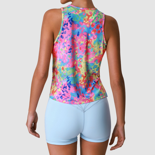 Wholesale Women's Floral Print Ice Silk Tank Top + High-Waist Shorts Set – Gym Yoga Fitness Training Set