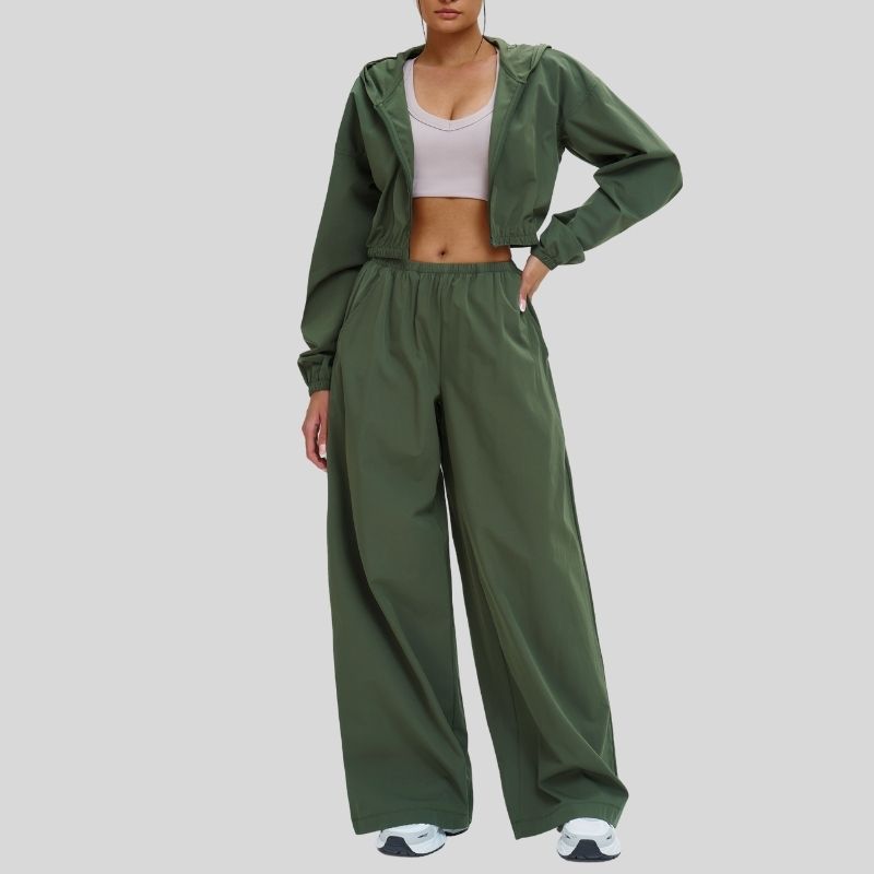 Wholesale sun protection hooded jacket + loose wide-leg pants