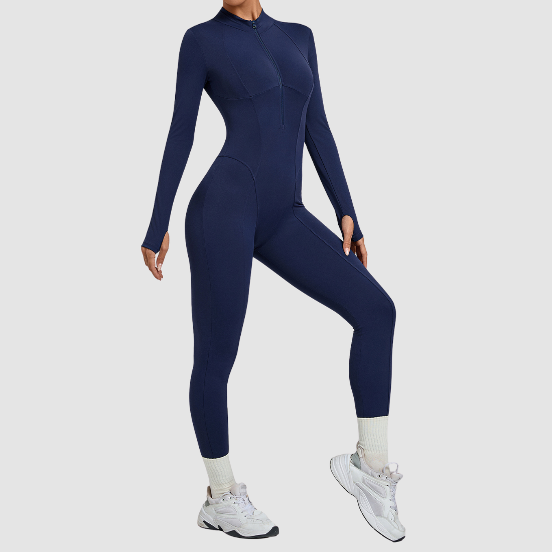 Wholesale Women's Zip-Front Long-Sleeve Yoga Jumpsuit
