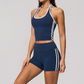 Wholesale Women's Bare-Feel Color-Block Tank Top & Shorts Set