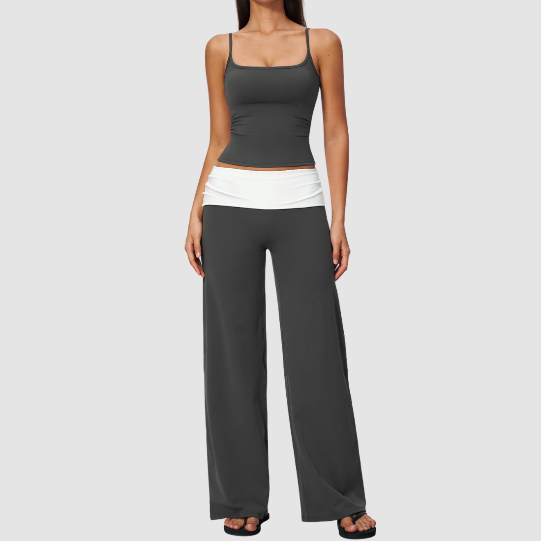 Wholesale Women’s Padded Strap Tank & Wide-Leg Yoga Pants Set