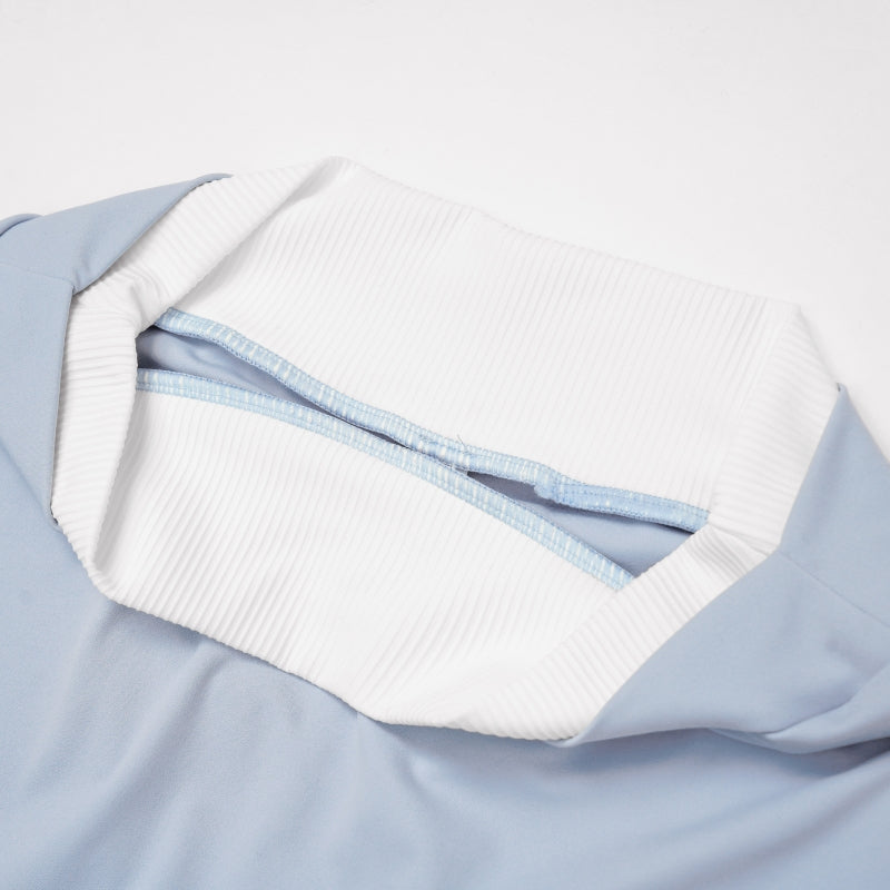 Fake two-piece contrasting skirt with anti-exposure design