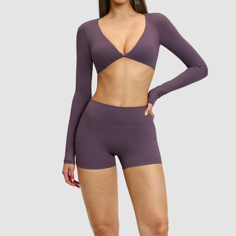 Wholesale Slim-fitting long-sleeved top + tight-fitting | Wonderxfans bulk activewear