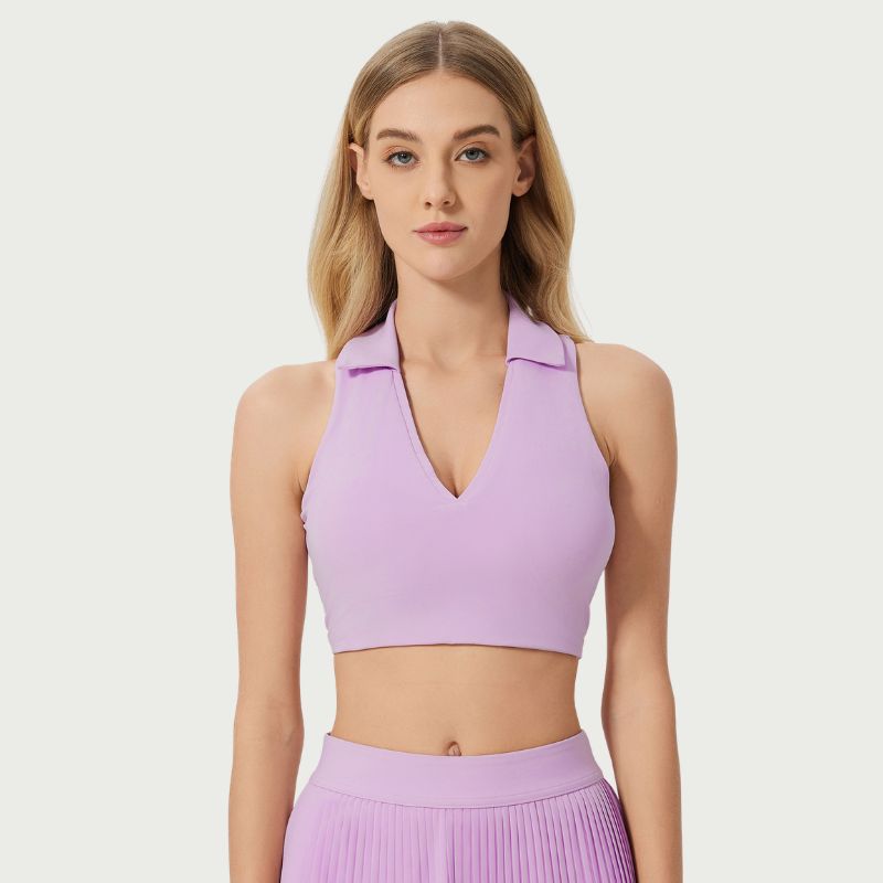 Wholesale POLO backless sports bra with perforated design