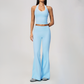 Wholesale Women's Bare-Feel Color-Block Tank Top & High waisted flared pants Set