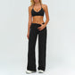 V-neck backless sports bra + high-waisted loose wide-leg pants 2-piece set