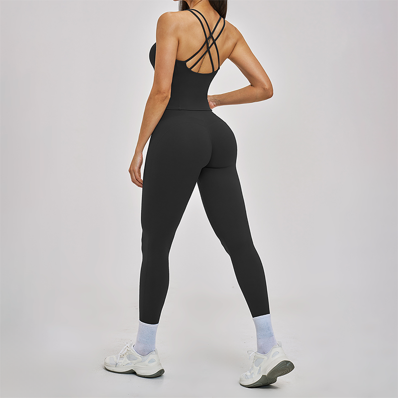 Wholesale Cross Back Tank Top+High Waist Legging 2-piece Set