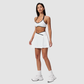 Wholesale Women's Color Block Sports Bra & Anti-Exposure High-Waist Mini Skirt Set – Naked Feel Yoga Gym Activewear