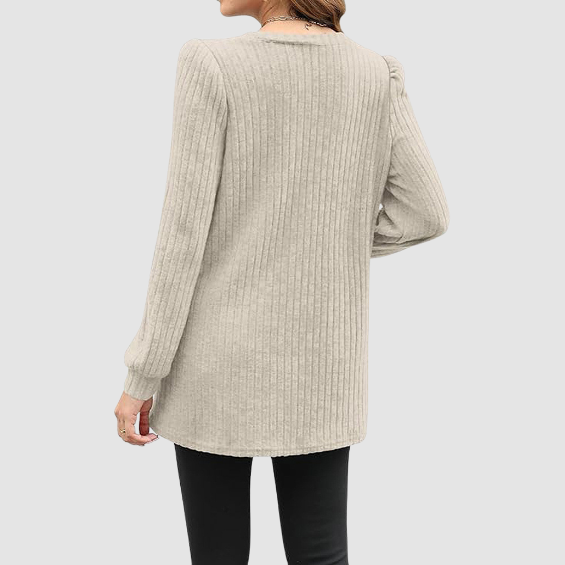 Wholesale Women’s Ribbed Pocket Tunic Sweater – Mid-Long Knit Pullover