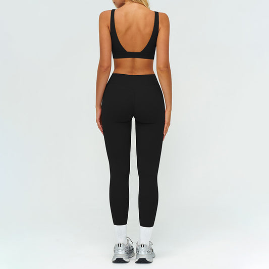 Wholesale Square neckline backless sports bra+athletic | Wonderxfans bulk activewear