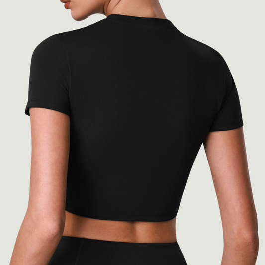 Wholesale Women's Quick-Dry Fitted Short Sleeve Crop Top – Breathable Workout Gym Activewear