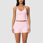 Wholesale women's brushed vest and fold-over hip-lifting shorts set