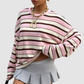 Wholesale Women's Striped  Loose Colorblock Long Sleeve Round-Neck Sweatshirt