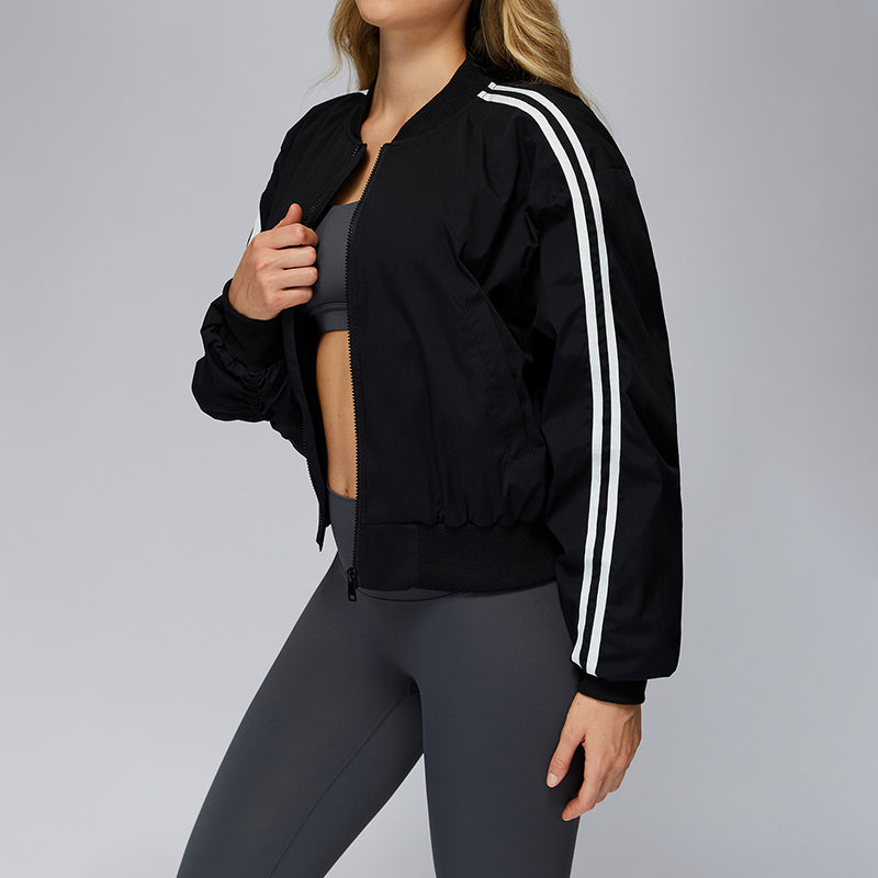 Loose cotton jacket with zipper