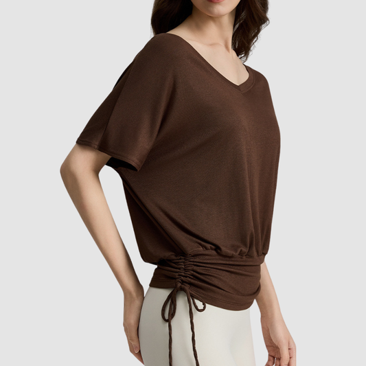 Wholesale Women's V-Neck Batwing Sleeve Yoga T-Shirt