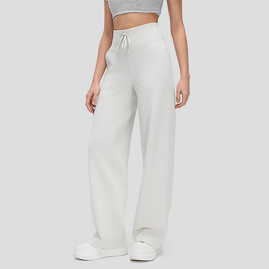 Wholesale Women's High-Waist Flowy Wide-Leg Pants – Drawstring Waist Relaxed Pilates Yoga Trousers