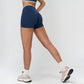Women's contrasting color high-waisted athletic shorts