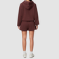 Wholesale Women's Warm Fleece-Lined Zip Up Hoodie & Sweat Shorts Set
