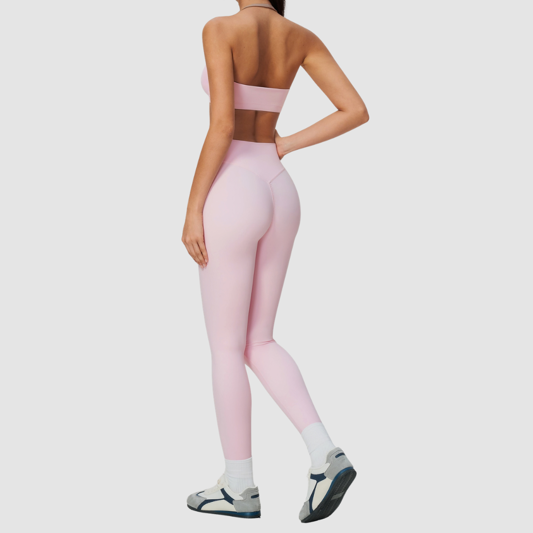 Wholesale Women's Color-Block Sports Bra & Leggings Two-Piece Set